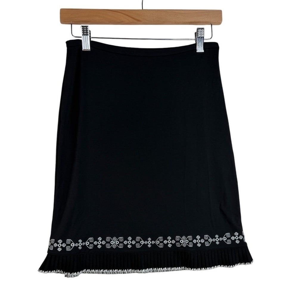 Ann Taylor Petite Size 2P Pleated Embroidered Hem Side Zip Unlined Skirt